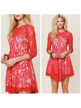 Women’s free people size 6 lace dress red